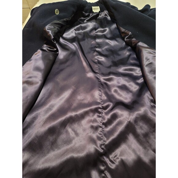 Vintage Leslie Fay Navy Wool Coat USA Made Asymmetrical Buttons Fits 8/10 - Picture 5 of 11